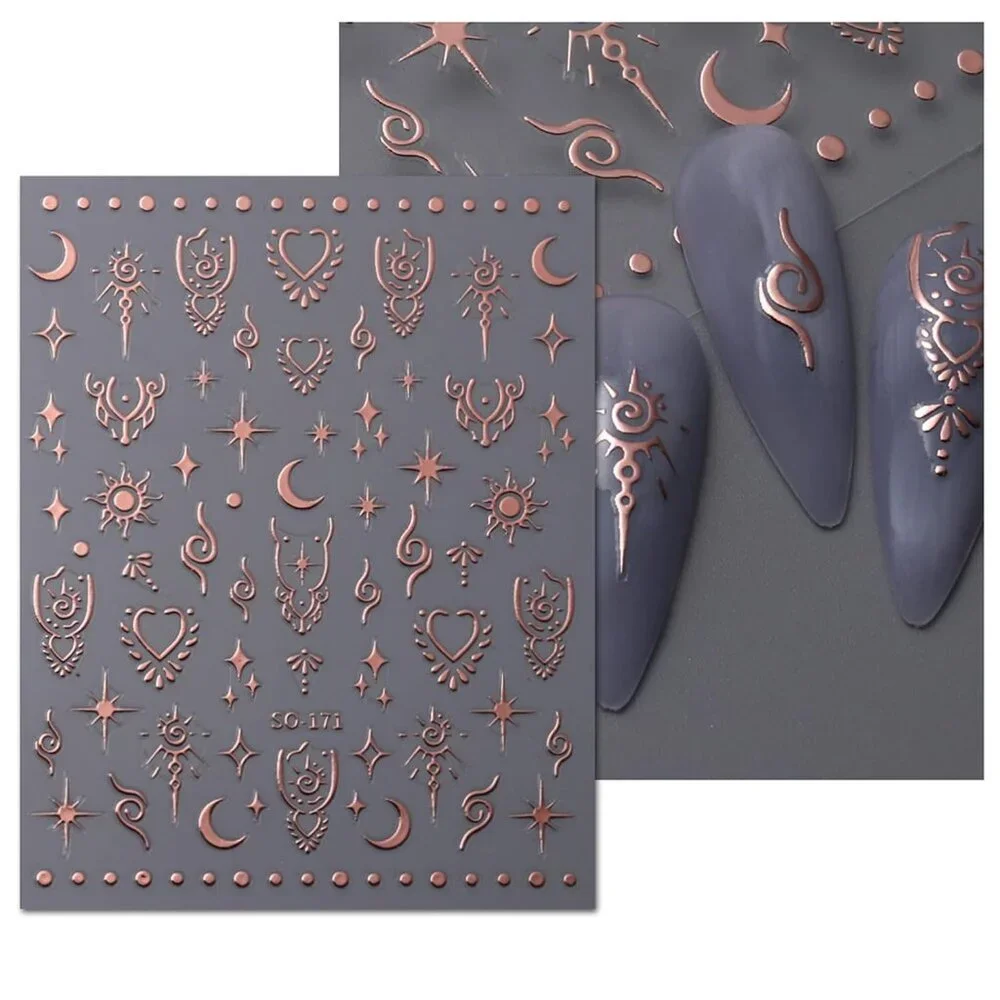 9 Sheets Moon Star Nail Art Stickers Decals Self-Adhesive Pegatinas Uñas Sun Nai - Picture 3 of 8